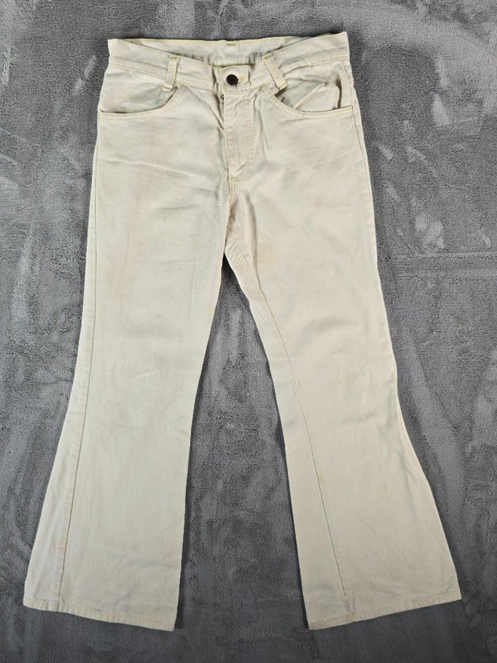 Vintage 1970s Levi's Cream Cotton Twill White Tab Flare Leg Pants (29x27)